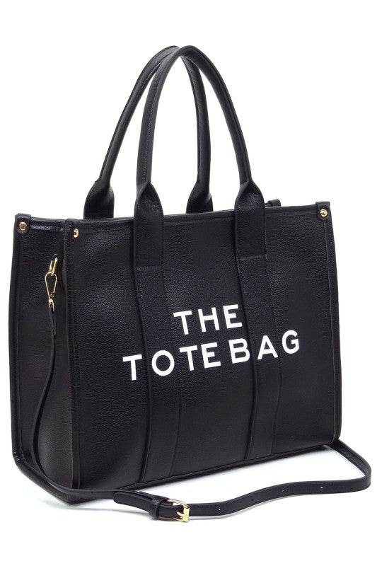 Fashion World large beach tote bag for women in black with sturdy handles and detachable shoulder strap