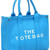 Fashion World large beach tote bag for women in vibrant blue with dual handles and spacious interior