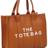Fashion World large beach tote bag for women in brown faux leather with dual handles