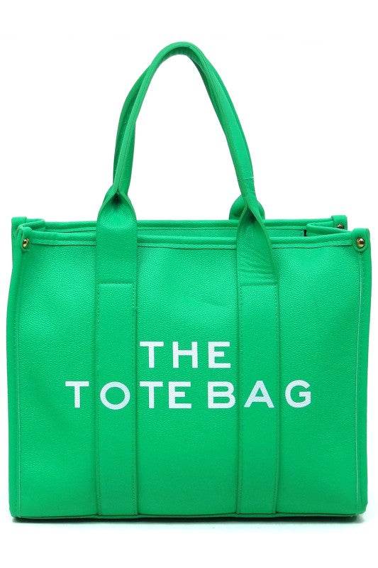 Green large beach tote bag for women by Fashion World with dual handles and spacious design
