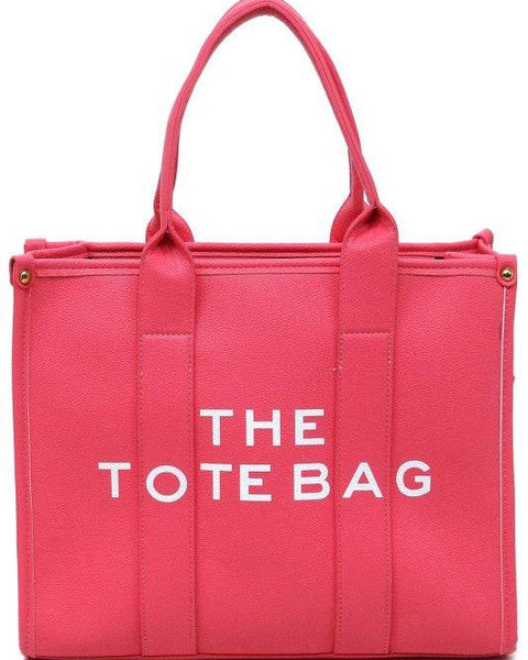 Fashion World large beach tote bag for women in bright pink with sturdy handles and spacious design