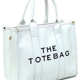 Fashion World large beach tote bag for women in white with dual handles and bold lettering