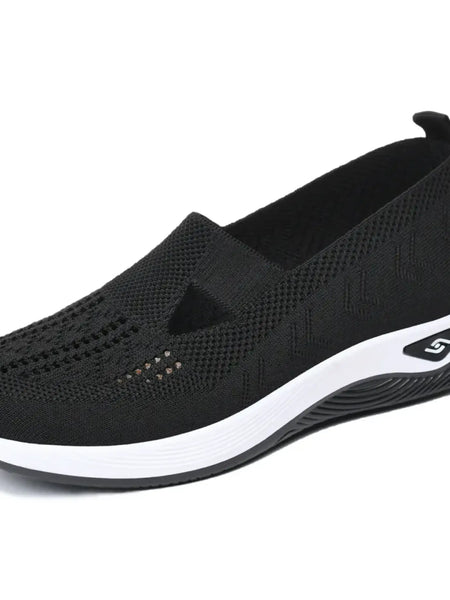 Trendsi black lightweight breathable trendy summer slip-ons for women with white cushioned sole
