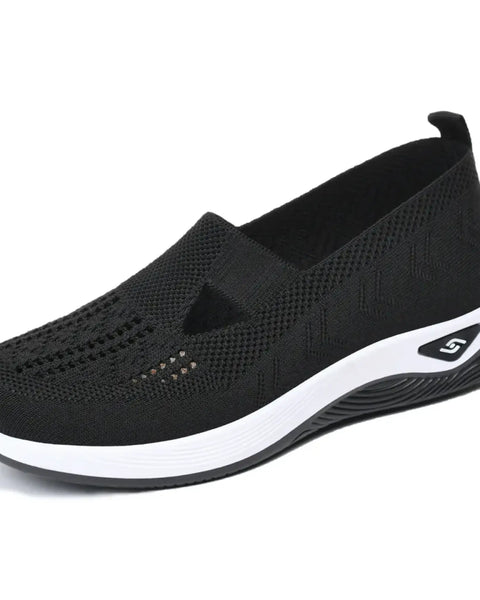 Trendsi black lightweight breathable trendy summer slip-ons for women with white cushioned sole
