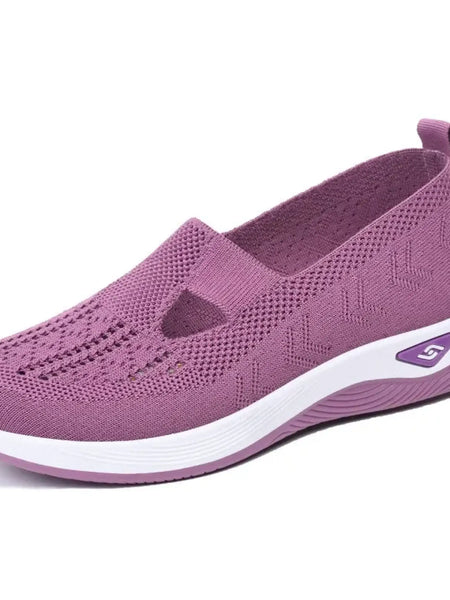 Trendsi purple trendy summer slip-ons for women with breathable knit upper and white sole