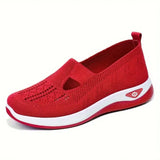 Trendsi red trendy summer slip-ons for women with breathable knit upper and white sole