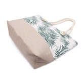 Babe Beachwear tropical beach bag tote with green palm leaf print and rope handles