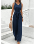 Navy blue sleeveless jumpsuit with waist tie from Babe Beachwear perfect vacation dinner outfit for women