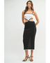 Trendsi black and white vacation knit midi dress for women with spaghetti straps and cutout details