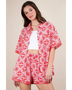 Babe Beachwear vacation printed top and shorts outfit in red and white geometric pattern