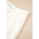 Trendsi white vacation resort wide leg trousers with elastic waistband and pleated design