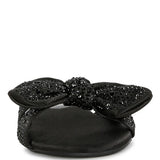 Rag Company black sandals with jeweled bow detail and cushioned footbed for stylish comfort