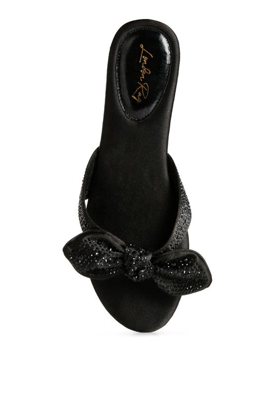 Rag Company black sandals with glitter bow accent and cushioned footbed for stylish comfort