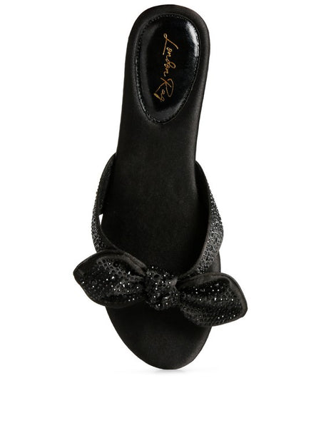 Rag Company black sandals with glitter bow accent and cushioned footbed for stylish comfort