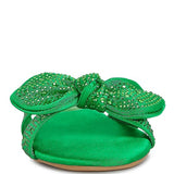 Rag Company green sandals with decorative bow and sparkling embellishments on front strap