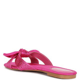 Rag Company pink flat sandals with decorative bow and rhinestone detail open toe design