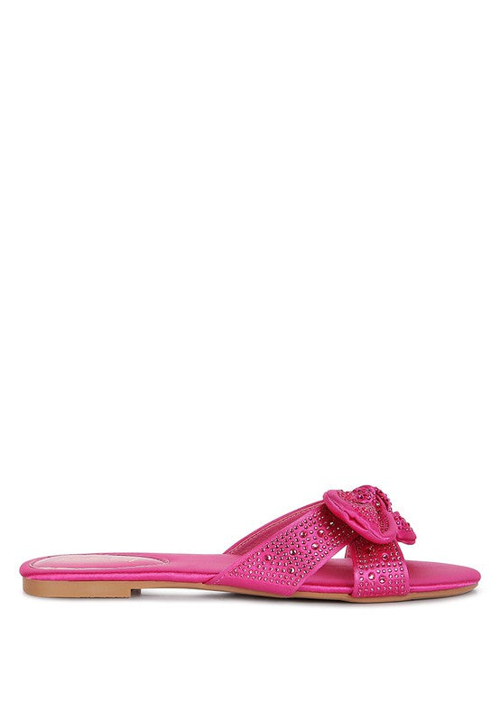Rag Company pink sandals with decorative flower and rhinestone embellishments