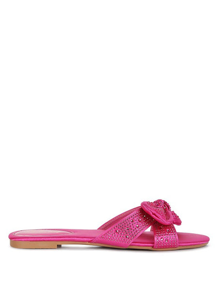 Rag Company pink sandals with decorative flower and rhinestone embellishments