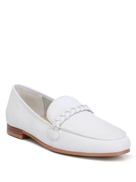 Rag Company white leather loafers with braided detail and light brown sole for casual wear