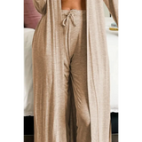 Trendsi 2 Pc Pants and Duster Leisure Set in beige soft fabric with drawstring waist