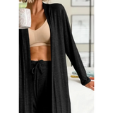 Trendsi 2 Pc Pants and Duster Leisure Set in black soft fabric for comfortable casual wear