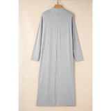 Trendsi gray long sleeve duster from 2 Pc Pants and Duster Leisure Set shown from back