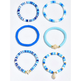 Trendsi blue stackable beach bracelets in various shades with shell and starfish charms