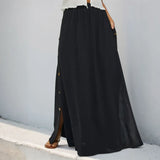 Babe Beachwear black maxi skirt with side buttons perfect casual chic vacation skirt for summer