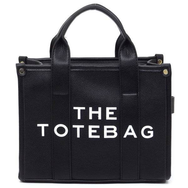 Fashion World black Compact Tote Bag Satchel with sturdy handles and structured design