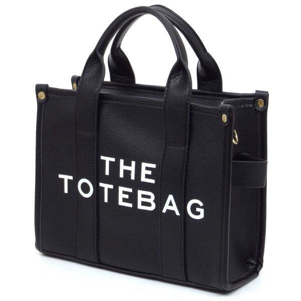 Fashion World black Compact Tote Bag Satchel with dual handles and structured design