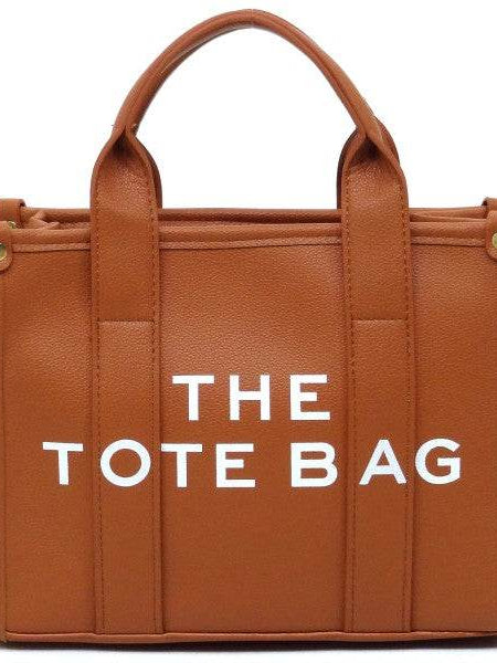 Fashion World brown leather Compact Tote Bag Satchel with sturdy handles and structured design