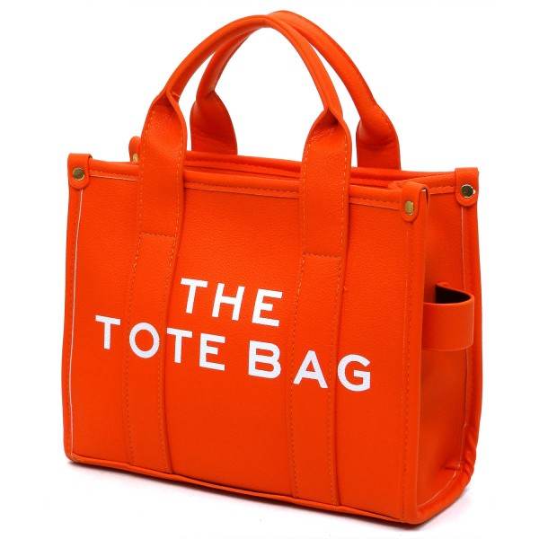 Fashion World bright orange Compact Tote Bag Satchel with sturdy handles and side pockets