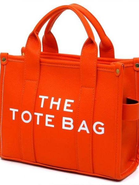 Fashion World bright orange Compact Tote Bag Satchel with sturdy handles and side pockets