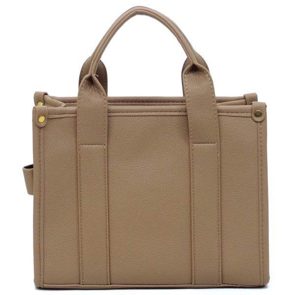 Fashion World beige Compact Tote Bag Satchel with dual handles and structured design