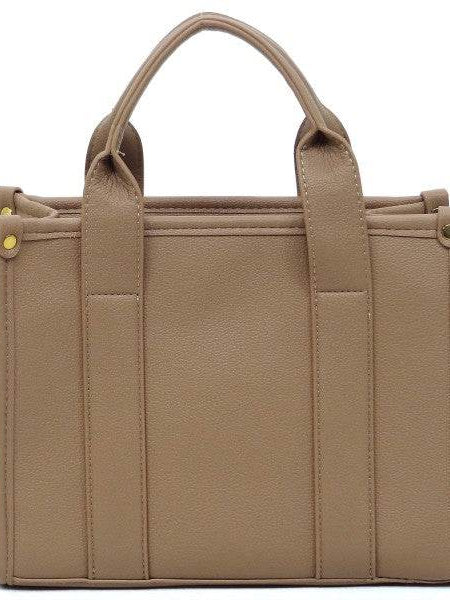 Fashion World beige Compact Tote Bag Satchel with dual handles and structured design