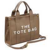 Fashion World Compact Tote Bag Satchel in brown with dual handles and adjustable shoulder strap