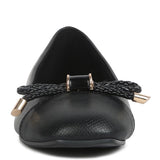 Rag Company black ballet flats dressy flats with bow for summer featuring textured toe and braided bow detail
