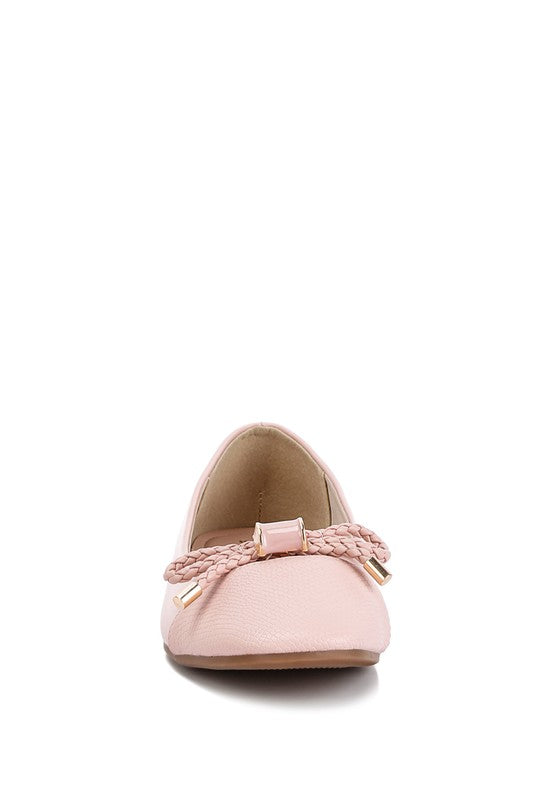 Rag Company pink ballet flats dressy flats with bow for summer with braided bow detail
