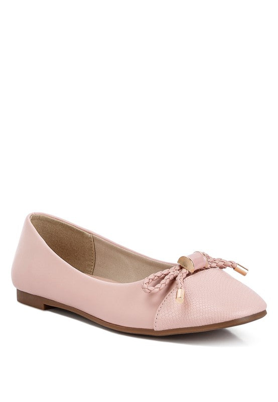 Rag Company pink ballet flats dressy flats with bow for summer with braided detail and pointed toe