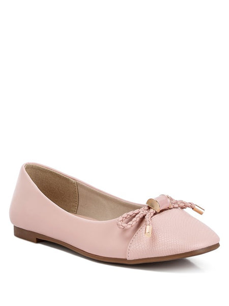 Rag Company pink ballet flats dressy flats with bow for summer with braided detail and pointed toe
