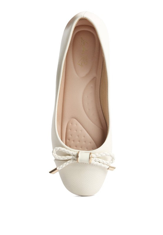Rag Company cream ballet flats featuring a bow detail, perfect dressy flats with bow for summer