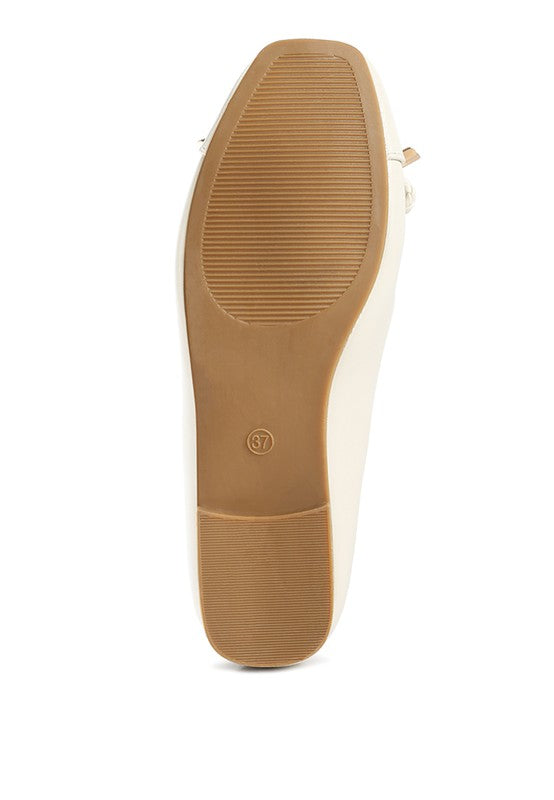 Sole view of Rag Company ballet flats featuring dressy flats with bow for summer in beige