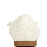 Rag Company dressy flats with bow for summer in textured cream fabric with brown sole