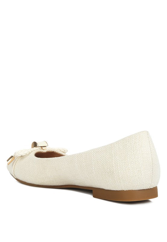 Rag Company cream ballet flats featuring a bow detail dressy flats with bow for summer style