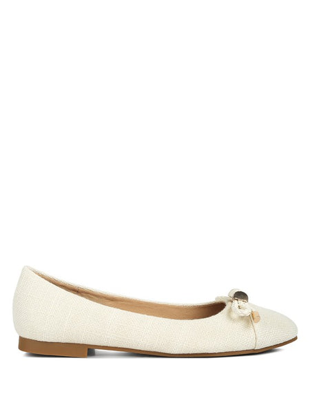 Rag Company cream ballet flats dressy flats with bow for summer with low heel and textured finish