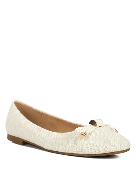 Rag Company ballet flats dressy flats with bow for summer in textured cream fabric