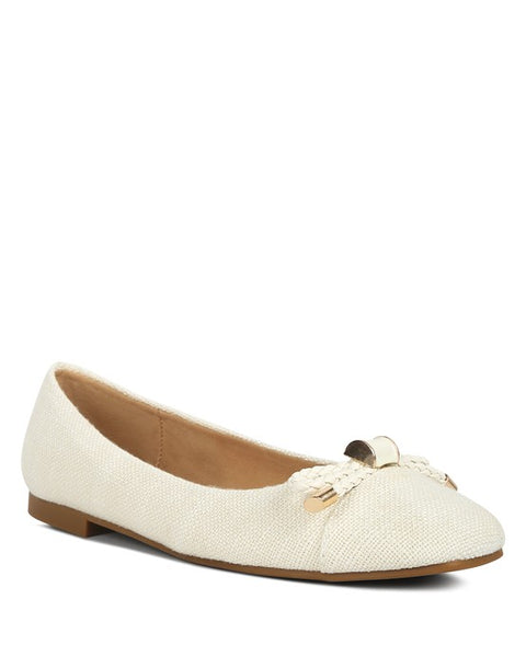 Rag Company ballet flats dressy flats with bow for summer in textured cream fabric