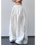 Babe Beachwaer white extra wide leg flowing beach pants with side mesh details and elastic waistband
