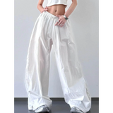 Babe Beachwear white extra wide leg flowing beach pants with elastic waistband and relaxed fit