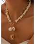 Trendsi Fashionable Shell Resort Necklace with starfish chain and gold shell charms